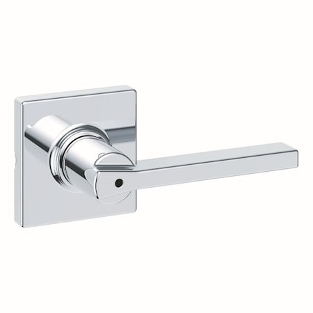 Kwikset Casey Lever with Square Rose Privacy Door Lock with 6AL Latch and RCS Strike Bright Chrome Finish 300CSLSQT-26